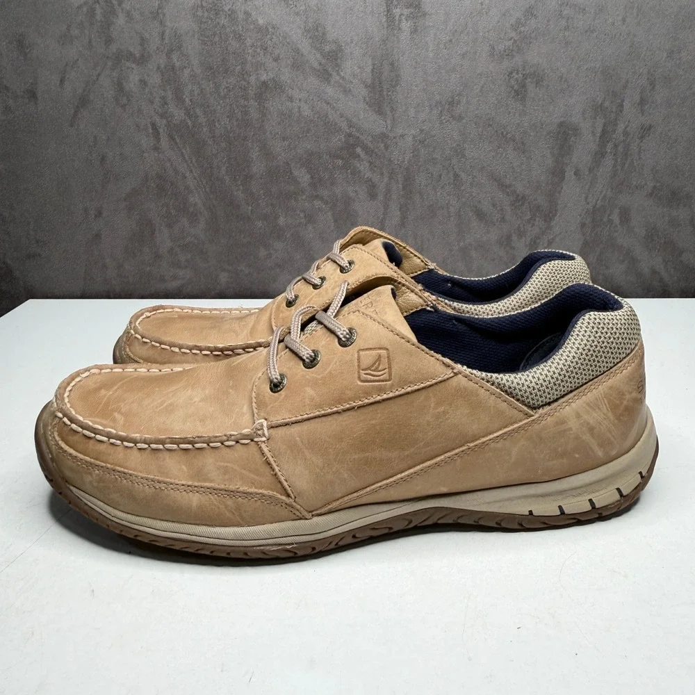 Sperry Top-Sider‎ Boat Shoes Mens 12M Tan Leather Moc Toe Loafers 0297077